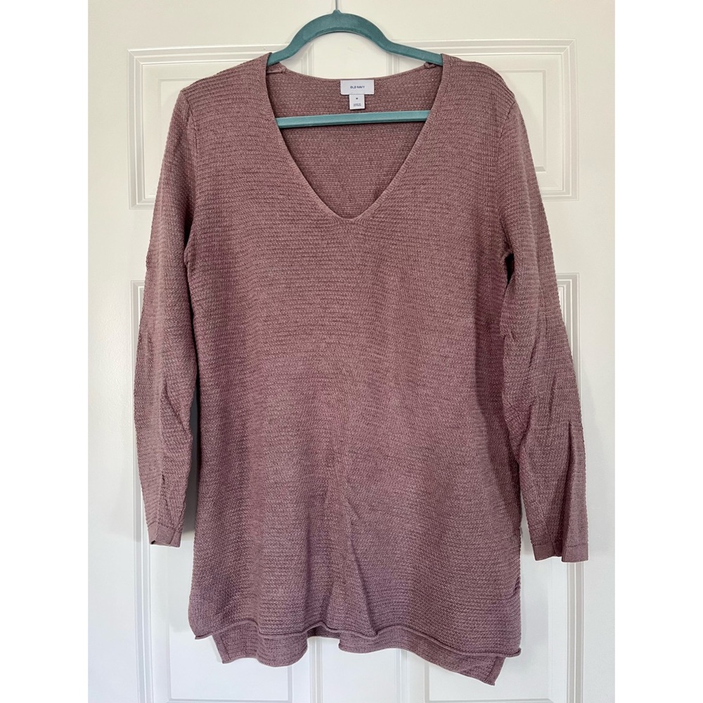Purple v neck tunic sweater